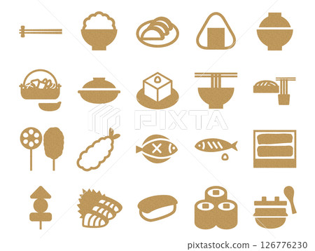 Set of Japanese food menu icons_cork pattern 126776230