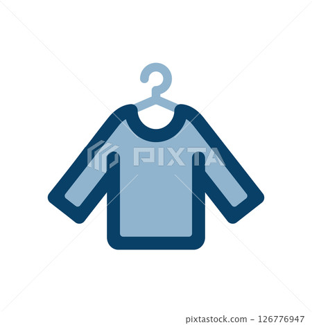 Icon illustration of a long-sleeved shirt hanging on a hanger Icon illustration of a long-sleeved shirt hanging on a hanger 126776947