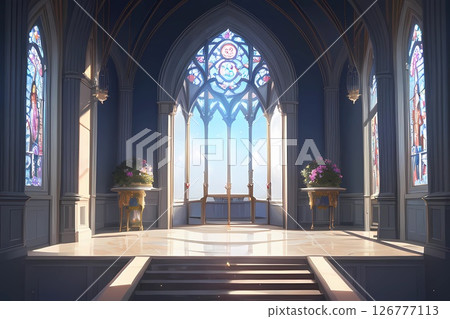 遊戲背景：來自異世界的彩色玻璃大教堂大廳 126777113