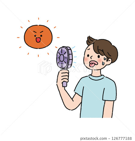 Handy fan, electric fan, heat stroke prevention, man Handy fan, electric fan, heat stroke prevention, man 126777188