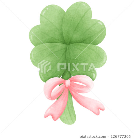 Lucky Four Leaf Clover Clipart with Pink Bow St Patrick Day Lucky Four Leaf Clover Clipart with Pink Bow St Patrick Day 126777205