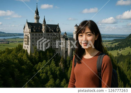 美女的旅行快照,俯瞰新天鵝堡 美女的旅行快照,俯瞰新天鵝堡 126777263