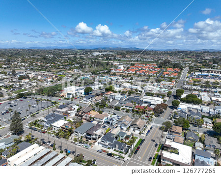Aerial view of Encinitas town in San Diego, South California 126777265