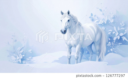 雪地裡的馬，生成式人工智慧，人工智慧影像 126777297