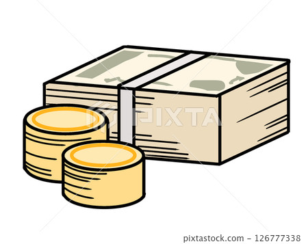 Coins and banknotes Coins and banknotes 126777338