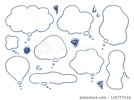 一組表達擔憂和焦慮的對話框 | 手寫向量圖 126777516