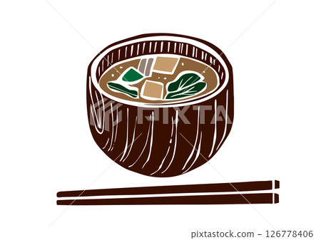 Retro hand drawn illustration of miso soup 126778406