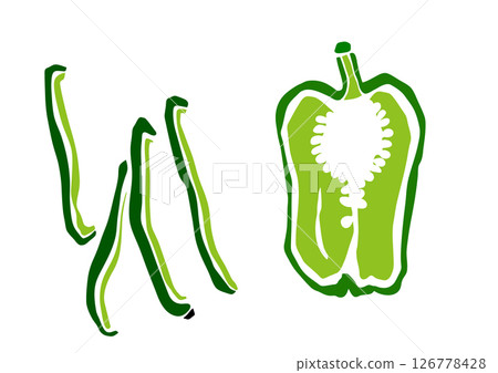 Retro hand drawn vegetable illustration. Bell pepper Retro hand drawn vegetable illustration. Bell pepper 126778428