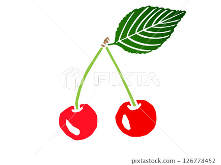 復古手繪櫻桃插畫 126778452