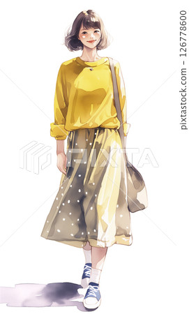 A woman in a relaxed casual outfit 126778600