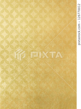 Textured Japanese pattern background with Shippo pattern (background material) Gold leaf 126778812