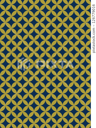 平靜的日本圖案背景與七寶（背景材料）黃色和海軍藍 126779016