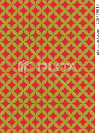 A calm Japanese pattern background with Shippo (background material) Yellow and red A calm Japanese pattern background with Shippo (background material) Yellow and red 126779019