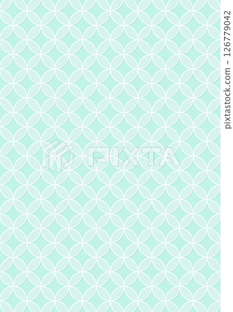 Bright green Japanese pattern background with Shippo pattern (background material) Green, white frame, shadow 126779042