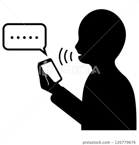 Silhouette of a person talking to a smartphone using voice recognition 126779676
