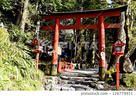 京都市：貴船神社奧宮參道的鳥居、思川橋與新綠 126779931