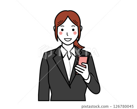 A woman in a suit talking on her smartphone. Part 2 A woman in a suit talking on her smartphone. Part 2 126780045