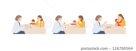 Developmental counseling/public health nurse interview support scene difference (3 boys) | Attentive listening, picture card presentation, unstable response illustration set 126780564