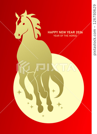 Minimalist zodiac horse silhouette on red background 126780629