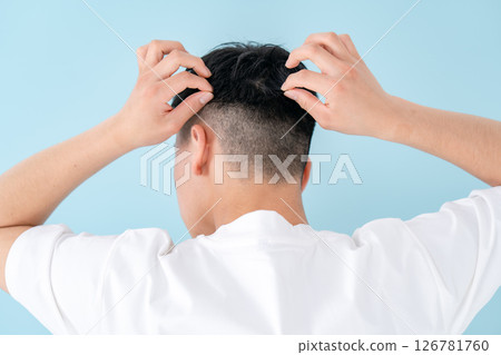 Young man hair care back view 126781760