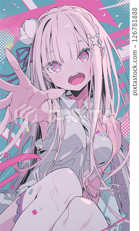 女孩用一隻手揮舞 女孩用一隻手揮舞 126781888