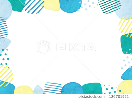 Watercolor geometric illustration frame (blue, light blue, green, yellow) Watercolor geometric illustration frame (blue, light blue, green, yellow) 126781931