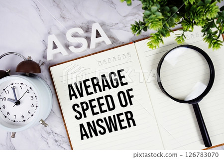 ASA - Average Speed of Answer acronym on notepad, Business concept background 126783070