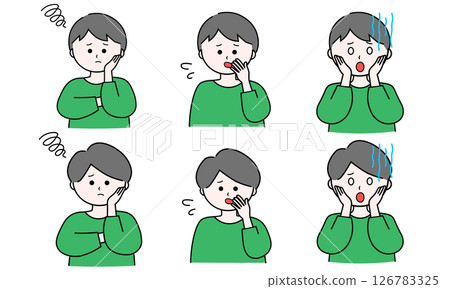Male illustration set / worried / troubled / shocked 126783325