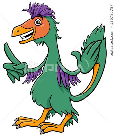 cartoon Caudipteryx or feathered dinosaur prehistoric character 126783787