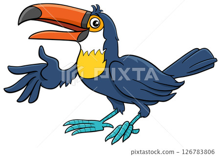cartoon toucan bird animal character waving its wing cartoon toucan bird animal character waving its wing 126783806