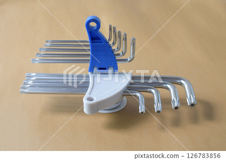 Hexagon L Torx wrench on background,Hardwares tool. Hexagon L Torx wrench on background,Hardwares tool. 126783856