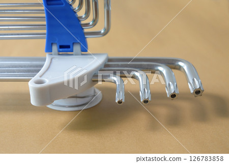 Hexagon L Torx wrench on background,Hardwares tool. 126783858