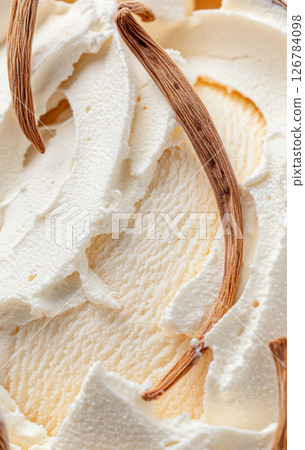 Ice cream texture close-up with creamy swirls for desserts or backgrounds 126784098
