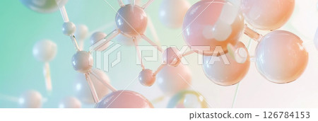 Chemical bonds illustrated vividly with pastel colors, abstract science background 126784153