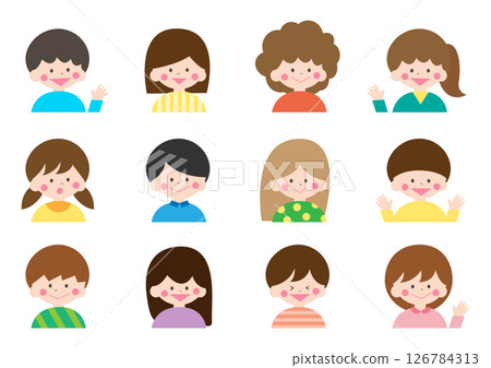 Various children's facial expressions set/upper body Various children's facial expressions set/upper body 126784313