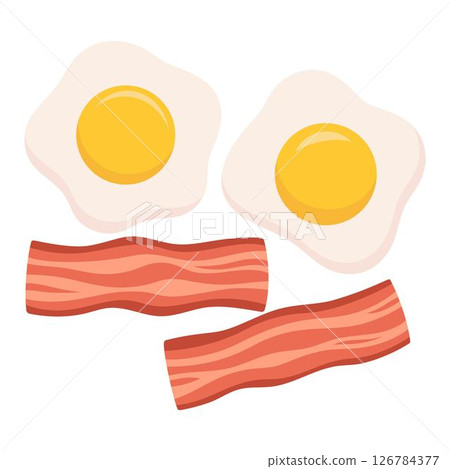 egg and bacon fried flat vector illustration egg and bacon fried flat vector illustration 126784377