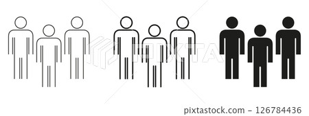 Three People Group Line And Solid Icon Set. Teamwork, Collaboration, And Community Outline And Silhouette Symbol Collection. Social Interaction And Networking. Isolated Vector Illustration Three People Group Line And Solid Icon Set. Teamwork, Collaboration, And Community Outline And Silhouette Symbol Collection. Social Interaction And Networking. Isolated Vector Illustration 126784436