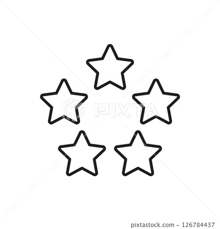 Five Star Rating Outline Icon. Quality Assurance, Excellence, And Customer Satisfaction Symbol. Performance Evaluation And Feedback Representation. Editable Stroke. Isolated Vector Illustration 126784437