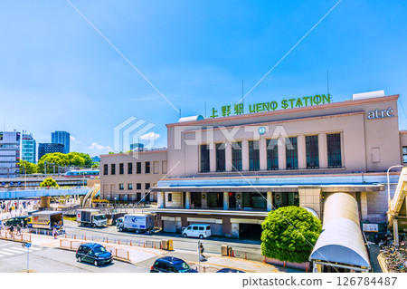 Tokyo cityscape in Japan, overlooking Ueno Station and trains. Towards a new era = May 28th Tokyo cityscape in Japan, overlooking Ueno Station and trains. Towards a new era = May 28th 126784487