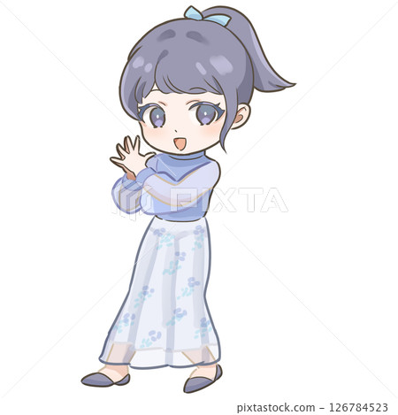 12-SD illustration of a Japanese woman excited with anticipation 126784523