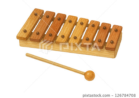木琴水彩畫 — — 兒童保育與音樂教育的木製樂器材料 126784708