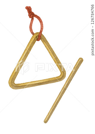 三角形的水彩插圖,可用於音樂教材和兒童保育的打擊樂器的手繪材料 三角形的水彩插圖,可用於音樂教材和兒童保育的打擊樂器的手繪材料 126784766
