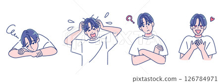 Anime-style boy facial expression set Anime-style boy facial expression set 126784971