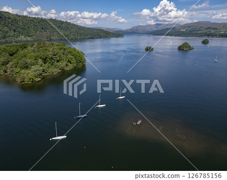 Aerial view of Lake Windermere in the Lake District - United Kingdom Aerial view of Lake Windermere in the Lake District - United Kingdom 126785156