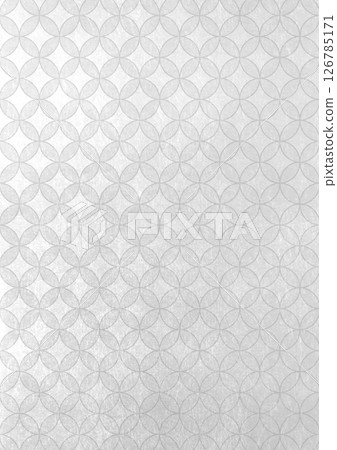 帶有七寶圖案的平靜的銀箔日式圖案背景（背景材料）灰色箔 126785171