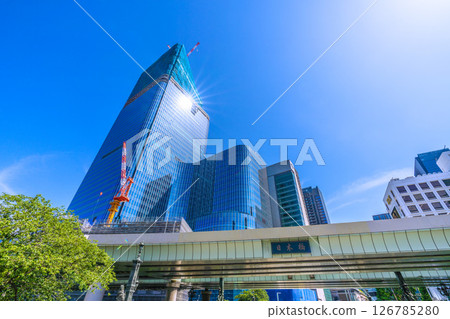 日本東京城市景觀。日本橋的景色和日本橋一丁目的重建計畫。在新的時代... 126785280