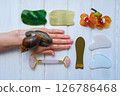 Spa concept gua sha massage body and face care and snails achatina on hand, flat lay. High quality photo Spa concept gua sha massage body and face care and snails achatina on hand, flat lay. High quality photo 126786468