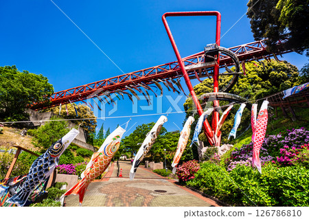 Carp streamers at Nakaojo Castle Park [Nagasaki Prefecture, Nishisonogi District, Nagayo Town] 126786810
