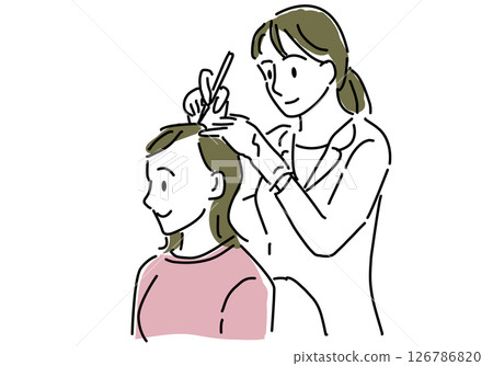 Simple line drawing of a woman receiving hair growth treatment Simple line drawing of a woman receiving hair growth treatment 126786820