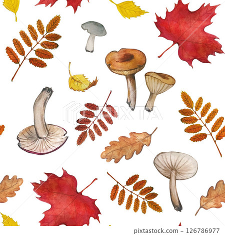 autumn pattern watercolor 126786977